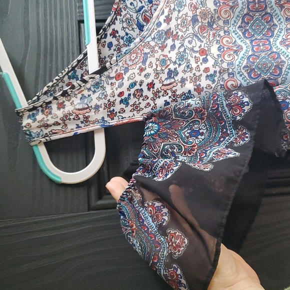 New Directions Boho Cold Shoulder Ditsy Floral Slipon Dress S Very Sheer… - Picture 3 of 17